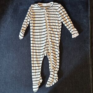 Angel Dear Black and White Striped Footie